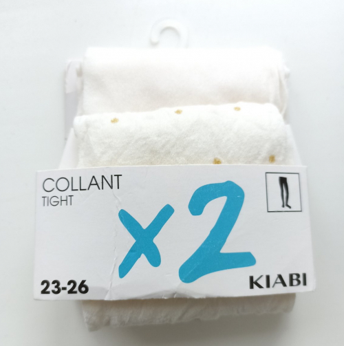 Колготки 2 штуки  для дівчинки Kiabi VZ008 086-92 см (12-24 months) білий 67956