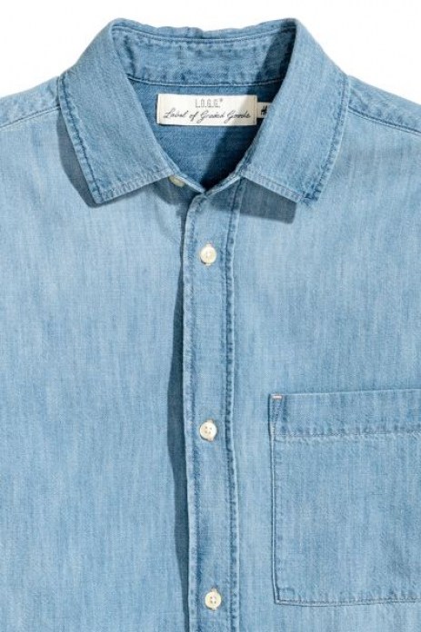 Рубашка джинсова для чоловіка H&amp;M 0495629-5 38 / M блакитний  80504