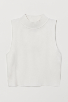 Топ в рубчик для жінки H&M 0703162-003 38 / M білий  83716