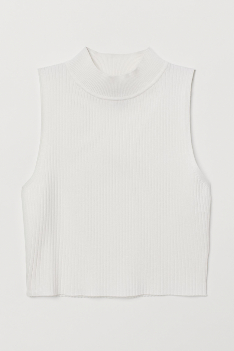 Топ в рубчик для жінки H&amp;M 0703162-003 38 / M білий  83716