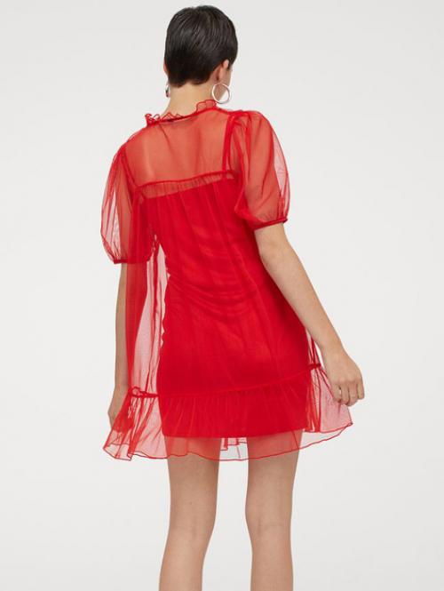 Плаття з рюшами для жінки H&amp;M 0928352-002 38 / M червоний  82415