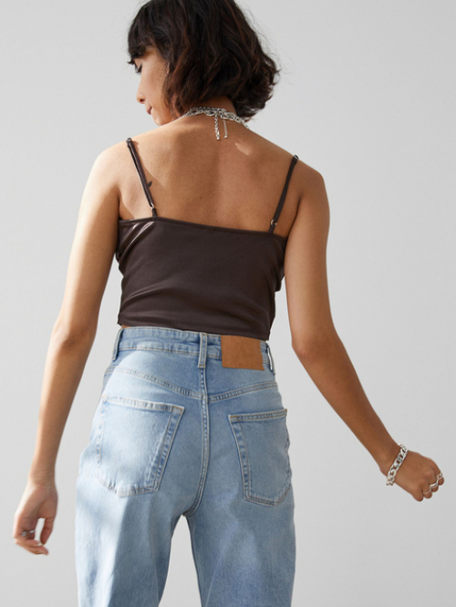 Топ S   з драпіруванням для жінки H&amp;M 0926673-001 коричневий 82798