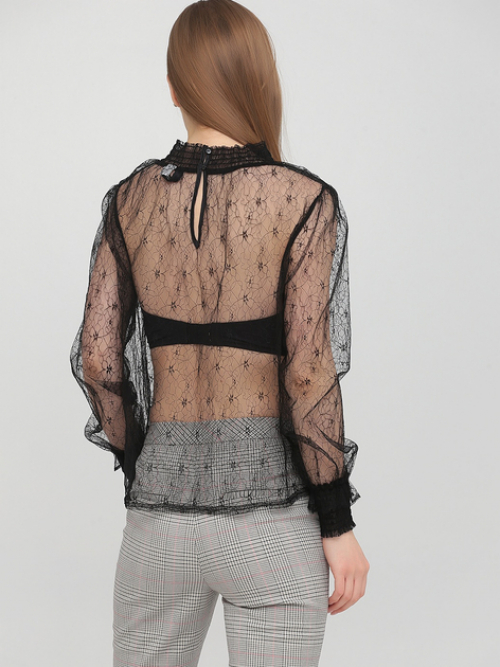 Блузка з мережива для жінки H&amp;M 0781592-1 36 / S (EU) чорний  82788