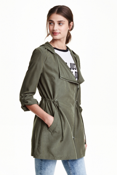 Вітровка XS   парка для жінки H&amp;M 0531058-006 хакі 85878