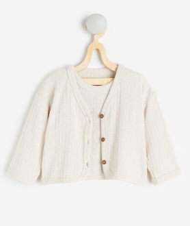 Кардиган 068 см (3-6 months)   в рубчик для хлопчика H&M 1164647-001 бежевий 85546