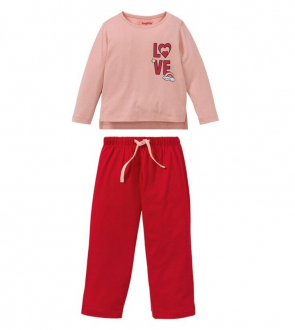 Піжама 086-92 см (12-24 months)   (лонгслів і штани) для дівчинки Lupilu 307131 червоний 74197