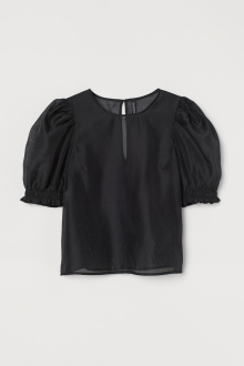 Блузка з рукавами-ліхтариками для жінки H&M 0928189-003 34 / XS (EU) чорний  82721