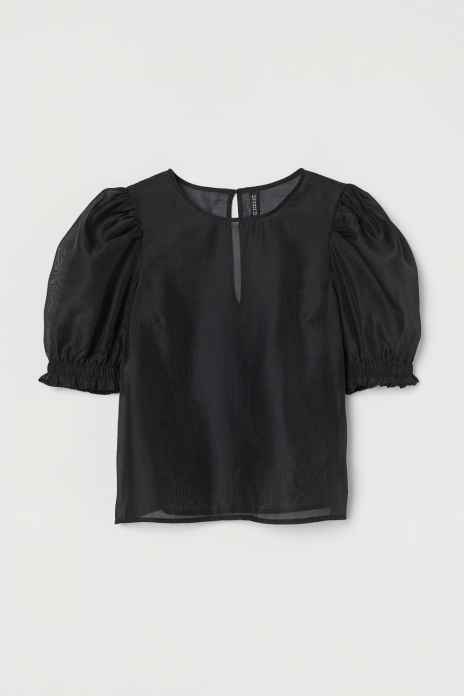 Блузка з рукавами-ліхтариками для жінки H&amp;M 0928189-003 36 / S (EU) чорний  82722