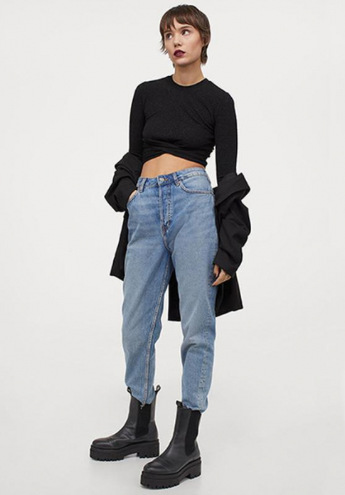 Топ з блискучого трикотажу для жінки H&amp;M 0930478-002 36 / S чорний  82857