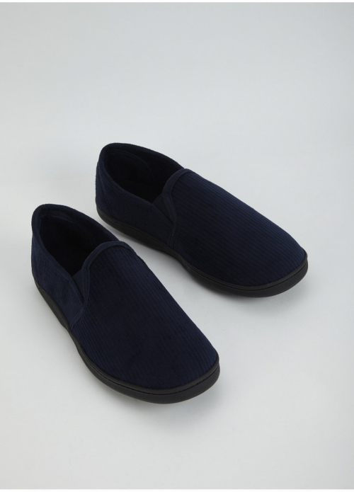 Хатні капці з вельвету та штучної замші для чоловіка TU 137041794 розмір взуття 42 темно-синій  76805
