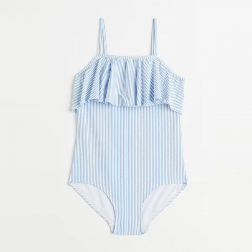 Купальник закритий 134-140 см (8-10 years)   з воланами для дівчинки H&amp;M 1029500-5 блакитний 91974