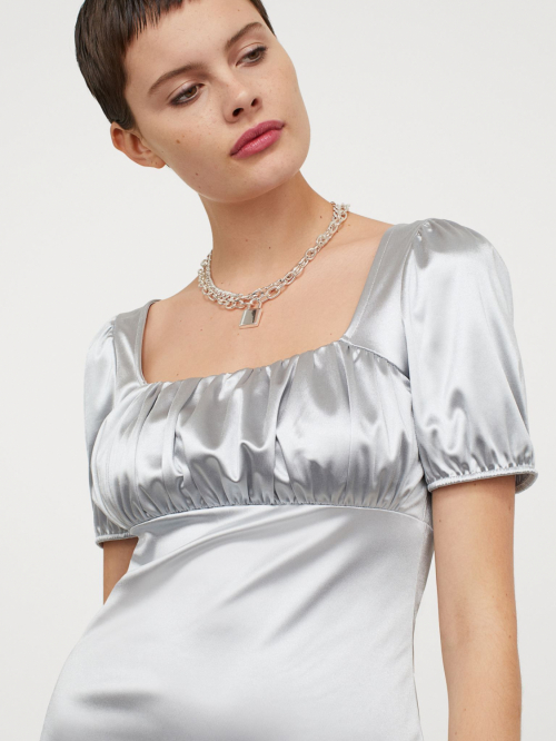 Платье драпированное на груди для женщины H&amp;M 0943347-004 XS Серый  78074