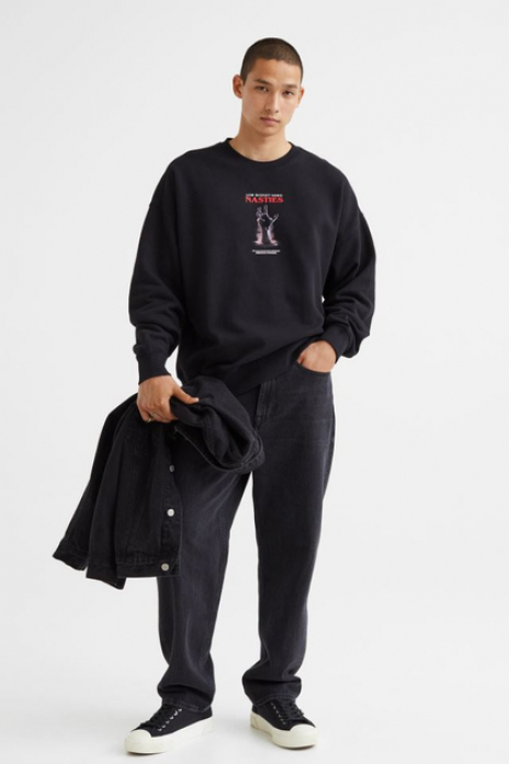 Світшот двунитка для чоловіка H&amp;M 1003931-006 38 / M чорний  85771