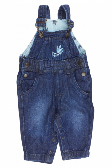 Напівкомбінезон джинсовий,з кишенями та регулюючими шлейками для хлопчика Lupilu 306793 086 см (12-18 months) синій 58547