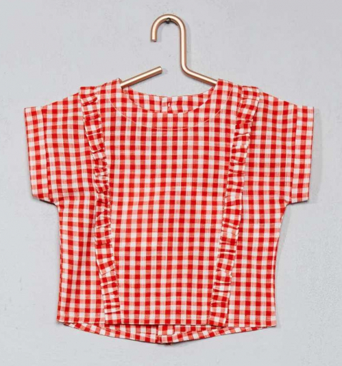 Блузка    бавовняна для дівчинки Kiabi VX809 074-80 см (6-12 months) червоний 67812