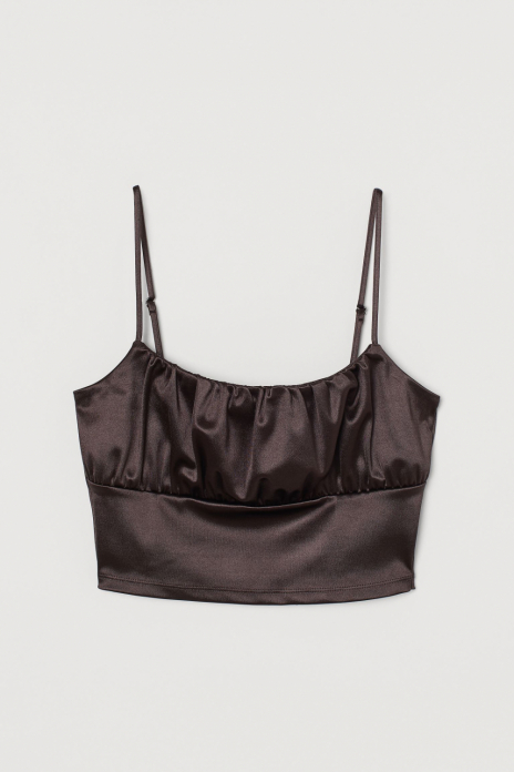 Топ S   з драпіруванням для жінки H&amp;M 0926673-001 коричневий 82798