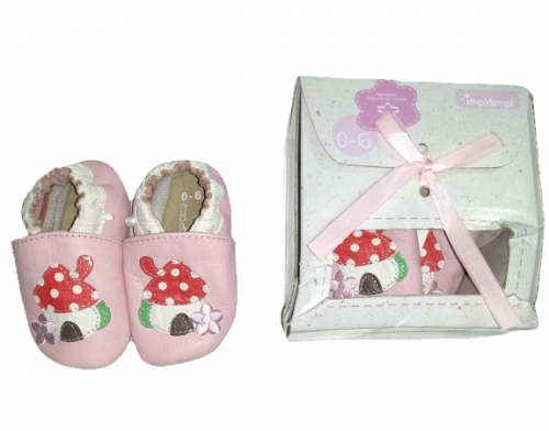 Пінетки капці шкіряні з малюнком для дівчинки Impidimpi 63845 розмір взуття 16-17 (3-9 months) рожевий 57288