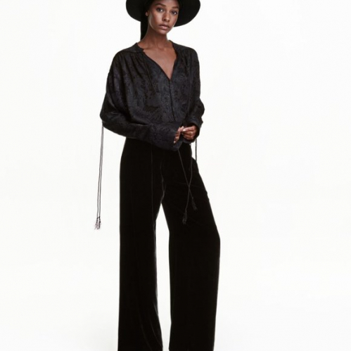 Блузка з мереживним декором для жінки H&amp;M 0419296-4 36 / S (EU) чорний  82477