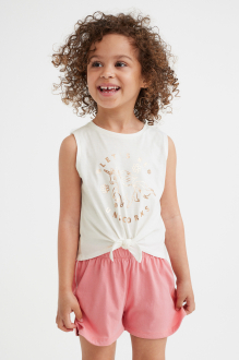 Шорти бавовняні трикотажні для дівчинки H&M 1068780-002 098 см (2-3 years) рожевий  83378