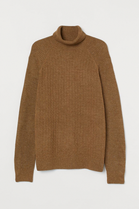 Свитер рельєфної в'язки для чоловіка H&amp;M 0800421-002 36 / S коричневий  77199