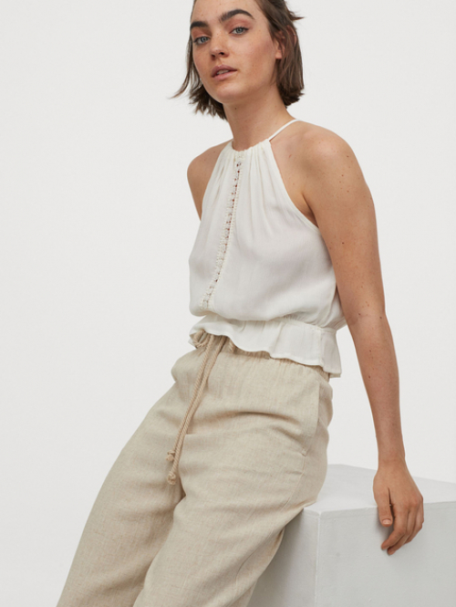 Топ із жатої тканини для жінки H&amp;M 0723173-001 46 / L (EU) молочний  82815