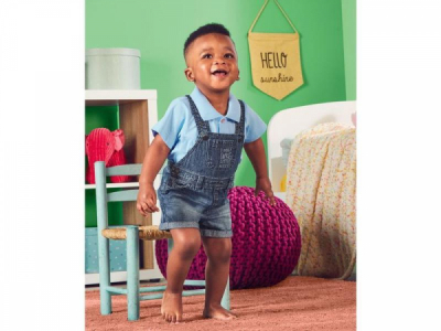 Напівкомбінезон 074 см (6-9 months)   джинсовий з шлейками для хлопчика Lupilu 314493 синій 58622