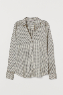 Блузка 38,S   з V подібним вирізом для жінки H&M 0762846-019 чорно-білий 80890