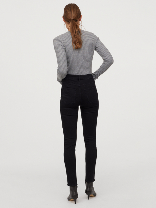 Джинси з високою талією для жінки H&amp;M 0573085-001 36 / S (EU) чорний  80241