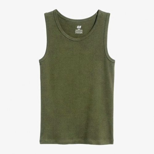 Майка 134-140 см (8-10 years)   бавовняна трикотажна для хлопчика H&amp;M 1091077-001 хакі 85720