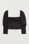 Блузка з рукавами-буфами для жінки H&M 0888473-002 38 / M (EU) чорний  78364