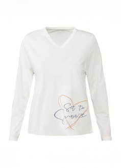 Піжамна футболка з довгими рукавами бавовняна для жінки Esmara 392797 40 / L білий 76412