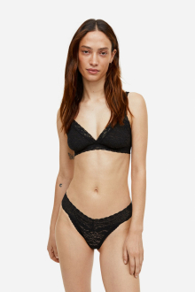 Трусики-стринги з мережива для жінки H&M 0952765001 40 / L чорний  76052
