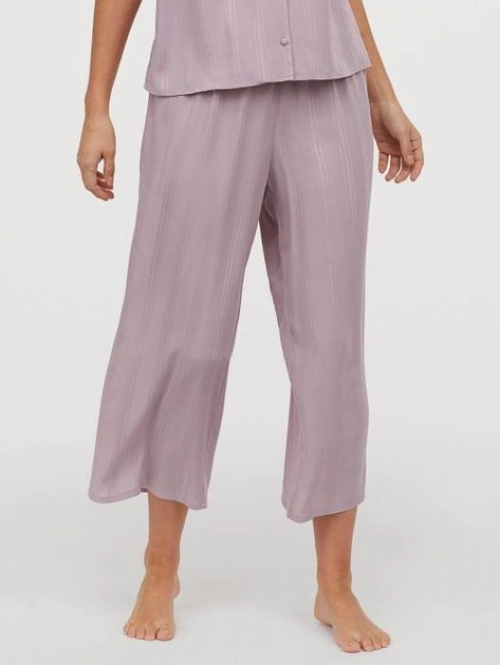 Піжамні штани з віскозної пряжі для жінки H&amp;M 0757052-002 38 / M фіолетовий  80328