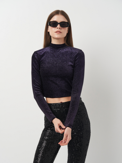 Топ велюровий для жінки H&amp;M 0931444-001 36 / S фіолетовий  82712