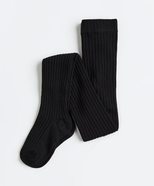 Колготки 110-116 см (4-6 years)   в рубчик для дівчинки H&amp;M 0291333-024 чорний 85379