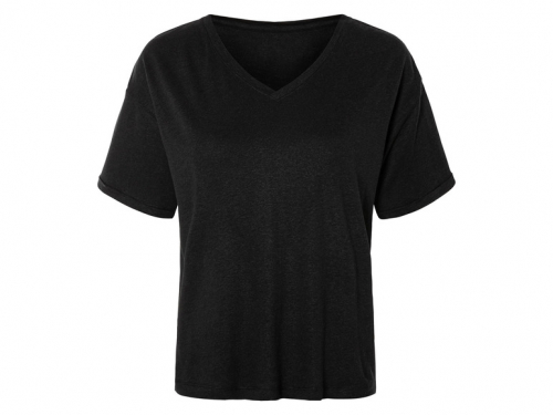 Футболка (звич.) із суміші льону та віскози для жінки Esmara 443006 34 / XS чорний  89544