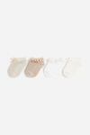 Шкарпетки (пусто)   набір 4 пари для дівчинки H&M 1125763-003 розмір взуття 19-21 (1-2 years) бежевий 80982