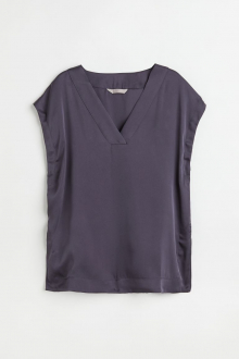 Блузка атласна з боковими розрізами для жінки H&M 1066710-002 42 / XL графітовий  82469