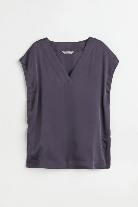 Блузка атласна з боковими розрізами для жінки H&amp;M 1066710-002 42 / XL графітовий  82469