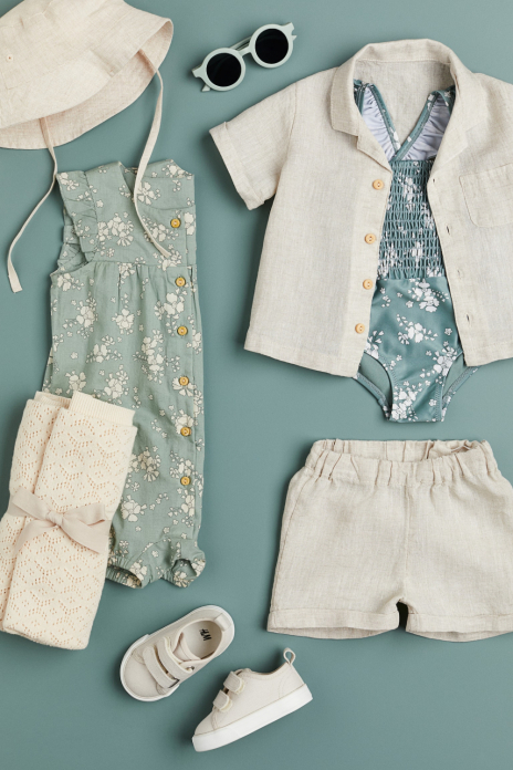 Купальник закритий 104 см (3-4 years)   на підкладці з принтом для дівчинки H&amp;M 1140340-002 зелений 91976