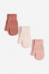 Рукавиці    набір 3 пари для хлопчика H&M 0862642-015 розмір перчаток 2 (1-2 years, 86-92 см) рожевий 80977