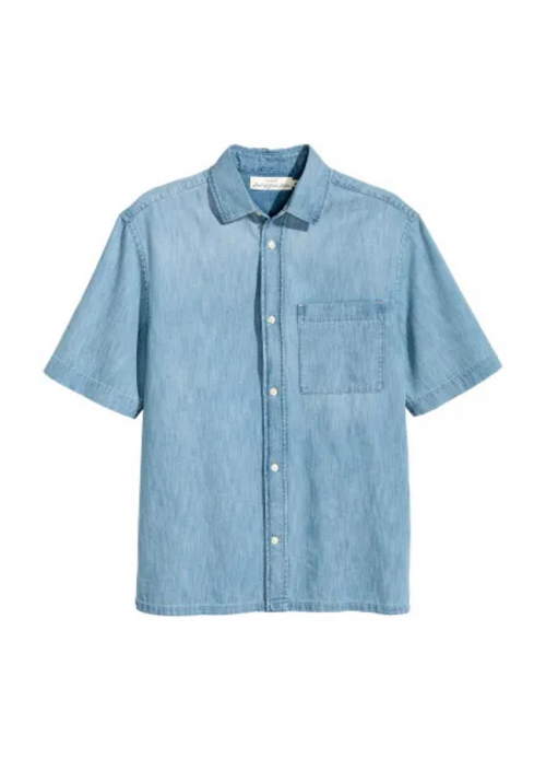 Рубашка джинсова для чоловіка H&amp;M 0495629-5 38 / M блакитний  80504