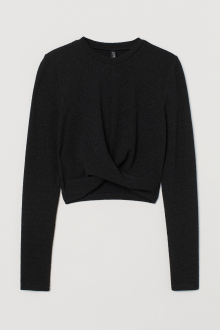 Топ з блискучого трикотажу для жінки H&M 0930478-002 36 / S чорний  82857