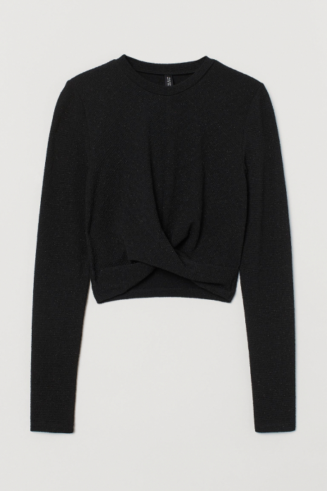 Топ з блискучого трикотажу для жінки H&amp;M 0930478-002 36 / S чорний  82857