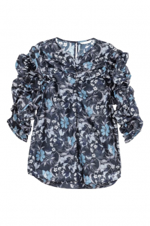 Блузка з рукавами-буфами для жінки H&M 0564154-001 32 / XS (EU) синій  82471