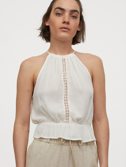 Топ із жатої тканини для жінки H&amp;M 0723173-001 46 / L (EU) молочний  82815