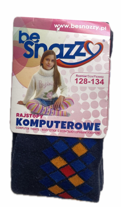 Колготки бавовняні з принтом для дівчинки Be Snazzy RA-04-2 128-134 см (7-9 years) чорний  78766