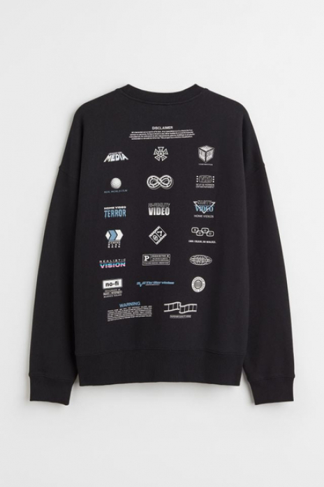 Світшот двунитка для чоловіка H&amp;M 1003931-006 38 / M чорний  85771