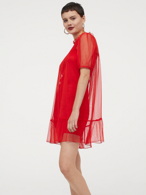 Плаття з рюшами для жінки H&amp;M 0928352-002 38 / M червоний  82415