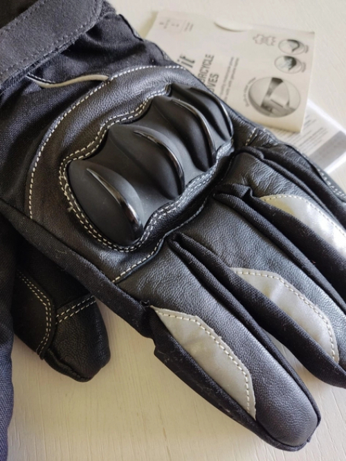 Мотоперчатки з захистом і світвловідбивачами для чоловіка Crivit 341879 розмір перчаток 10 чорний  80698